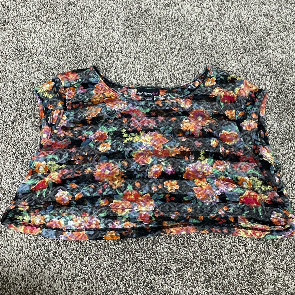 Self Esteem transparent floral crop top Last Call
